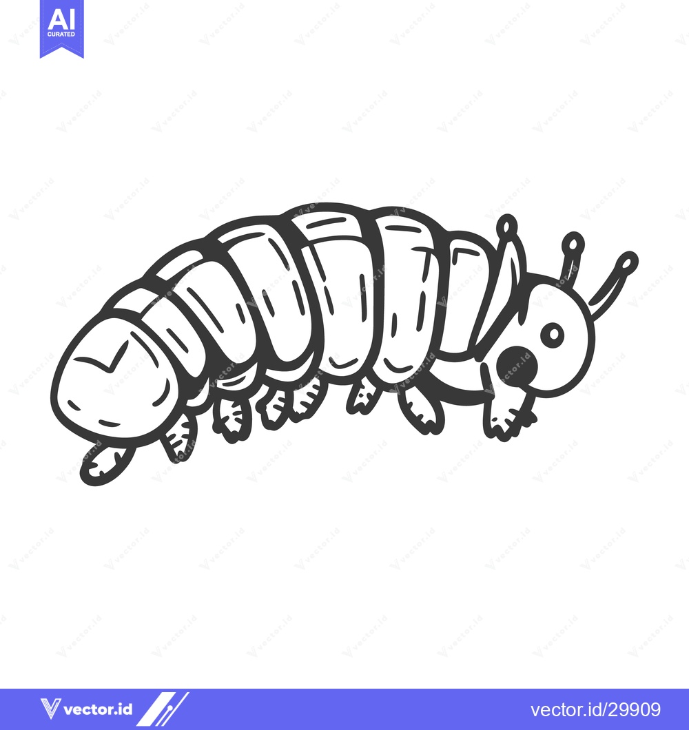 Premium Vector of A cute cartoon illustration of a crawling segmented caterpillar