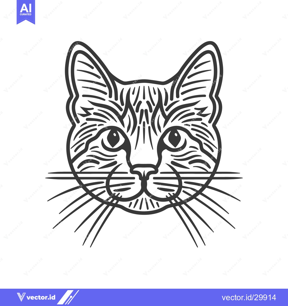 Premium Vector dari A detailed graphic illustration of a domestic cat face