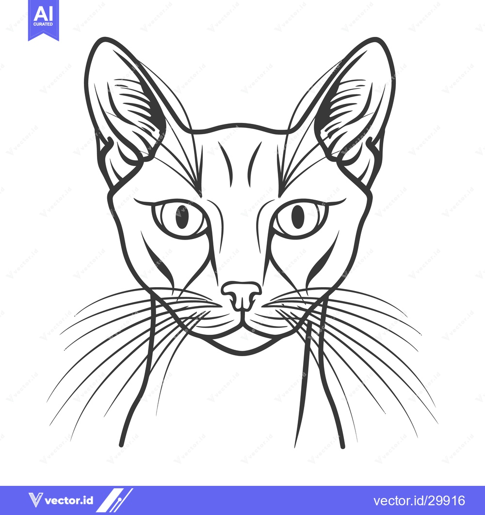 Premium Vector of Detailed Black And White Line Art Portrait Of A Cat