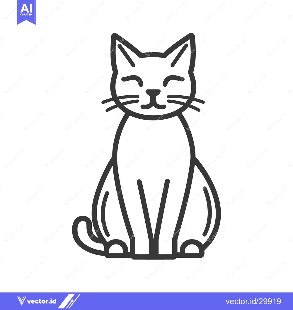 Premium Vector dari A simple illustration depicts a contented cat sitting upright