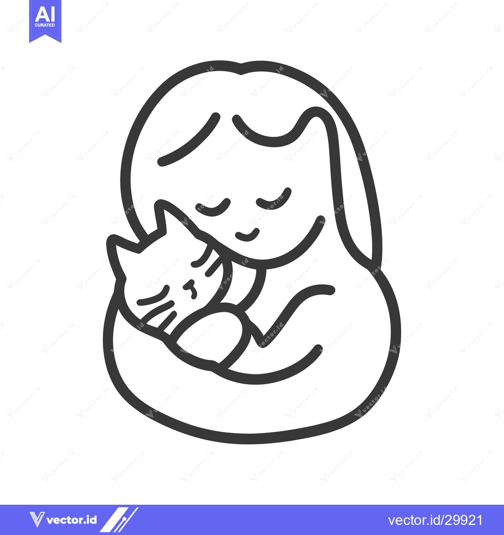 Premium Vector dari A person is embracing a sleeping cat in a close hug