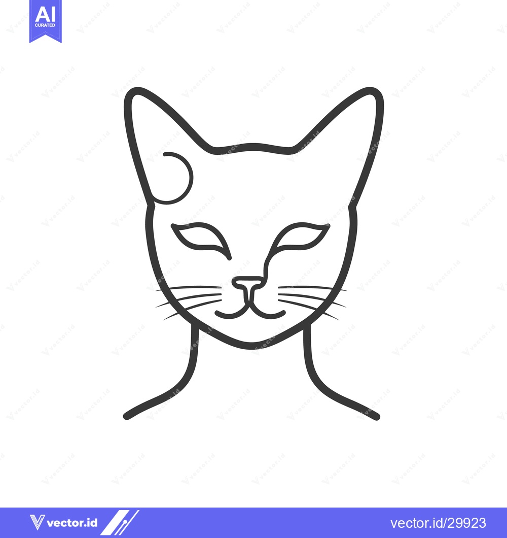Premium Vector dari A simple outline drawing of a cute cat head