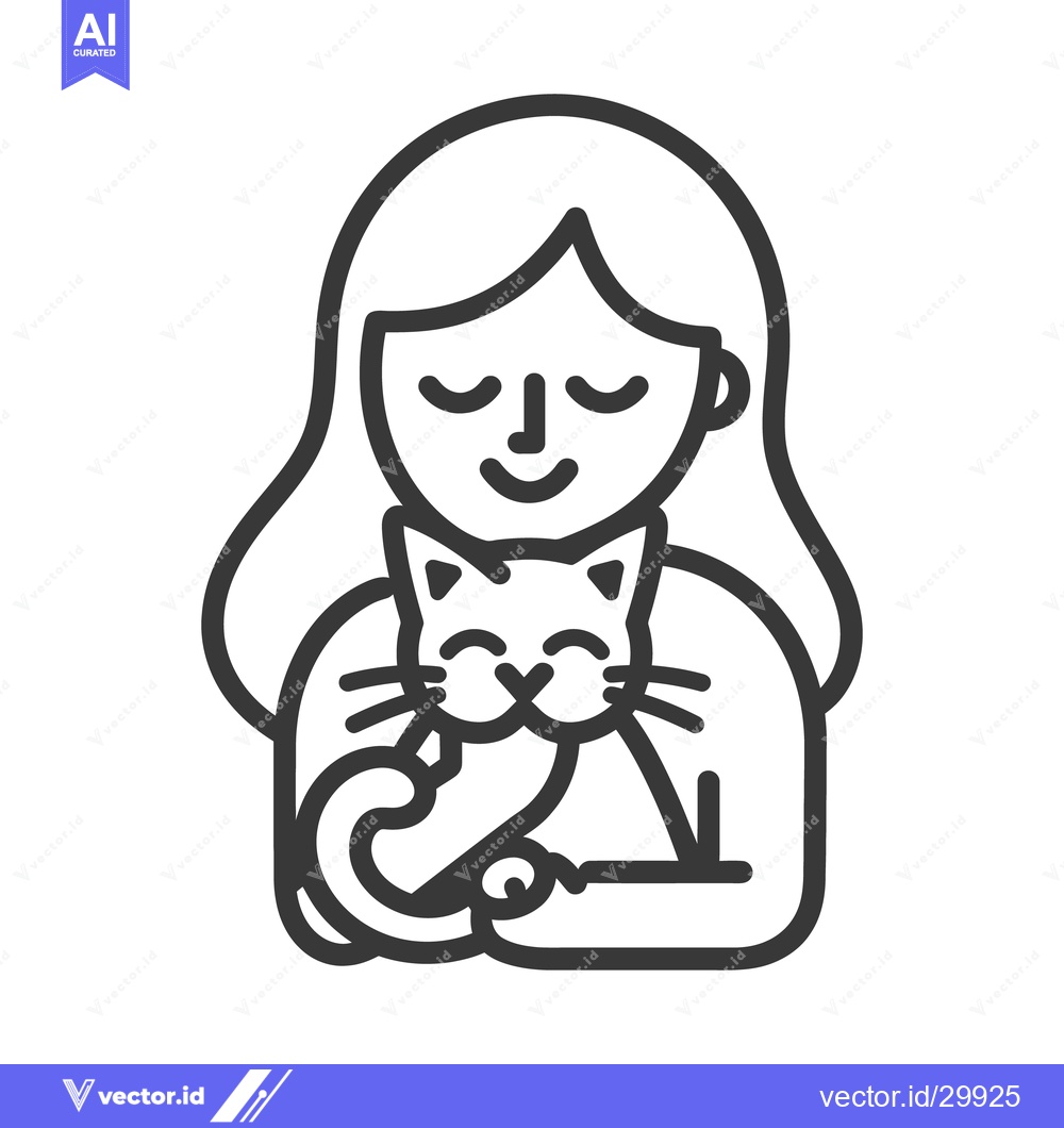 Premium Vector dari A happy person is hugging a smiling adorable cat friend