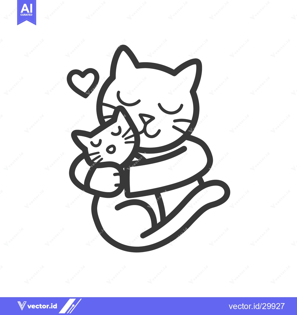 Premium Vector of Two affectionate cats hugging each other with a heart symbol