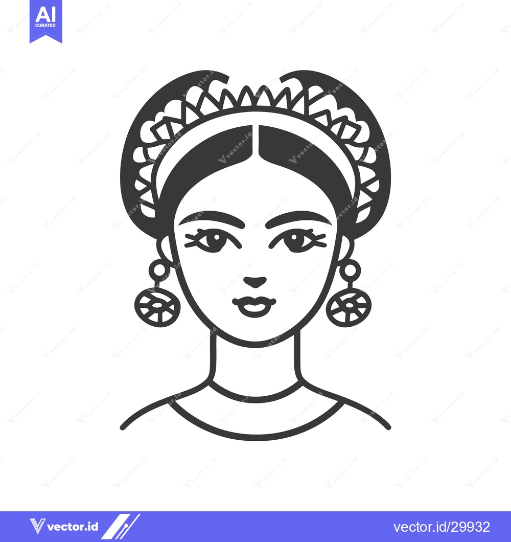 Premium Vector of A stylized illustration depicting a woman with ornaments on her head