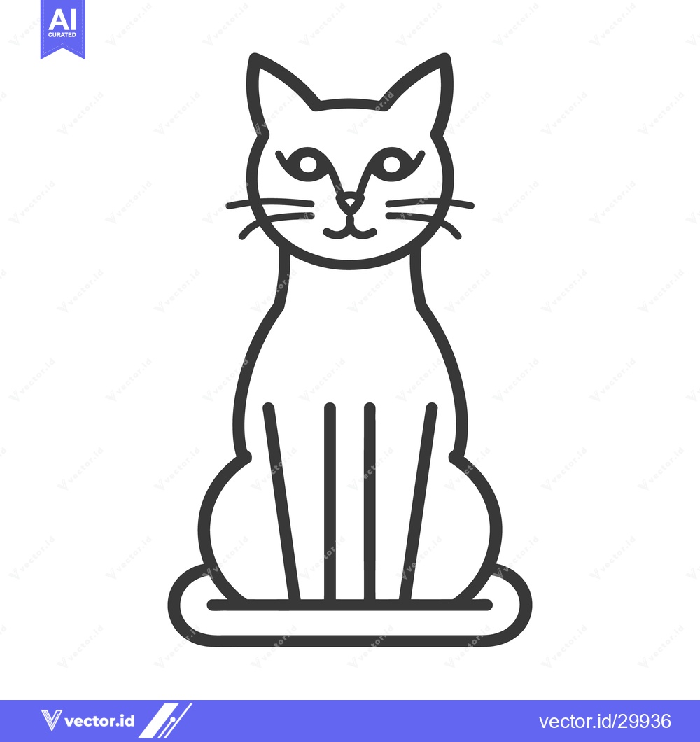Premium Vector dari A simplistic line drawing of a sitting feline animal