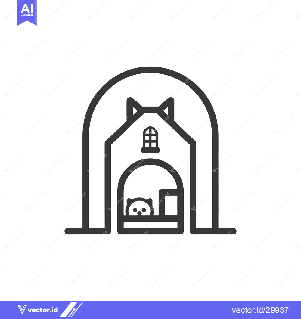 Premium Vector of Cat Sitting in a House Under an Archway