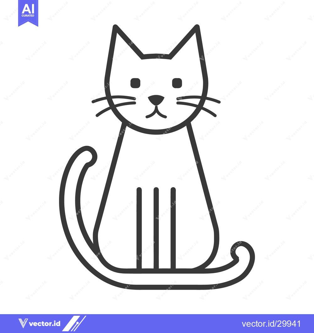 Premium Vector of Simple illustration of a sitting feline with pointed ears and whiskers