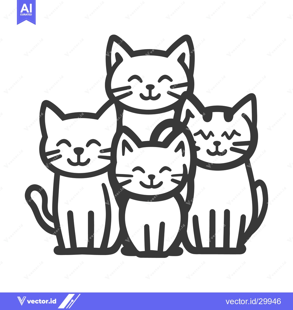 Premium Vector of A group of smiling cats are gathered closely together