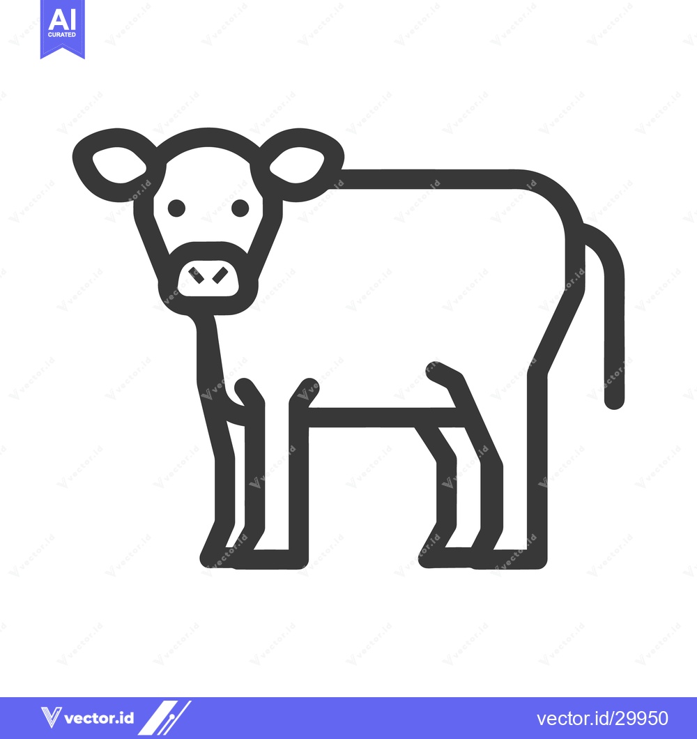 Premium Vector dari A stylized simple black and white line illustration of a cow