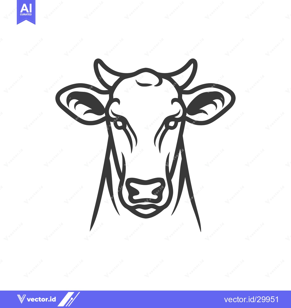 Premium Vector dari A simple monochrome graphic portrait showing a cows head and face