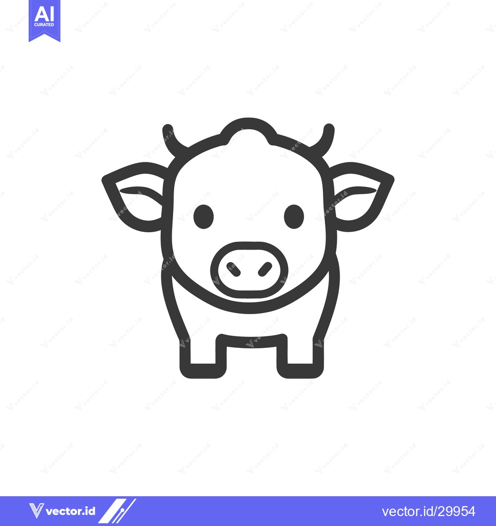 Premium Vector of A simple black and white cartoon illustration of a cow standing