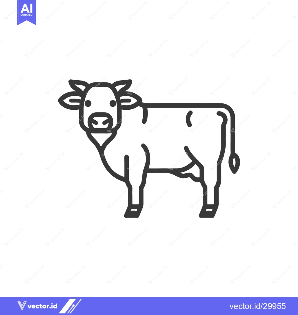 Premium Vector dari A simplified outline illustration depicts a bovine animal standing fac