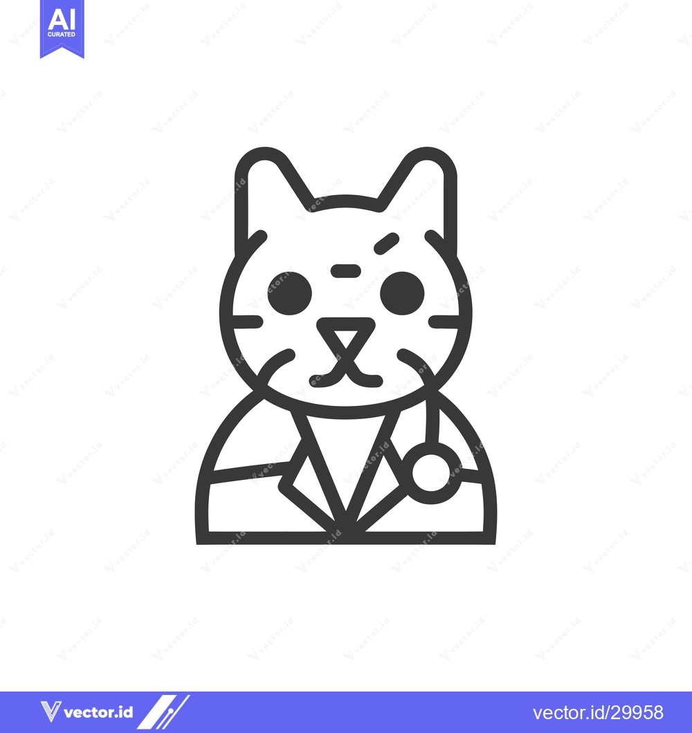 Premium Vector dari Cat Veterinarian Icon with Stethoscope