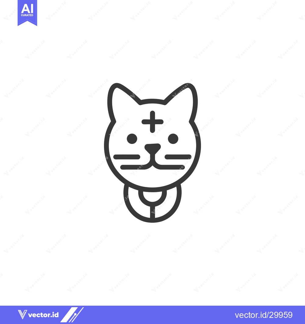 Premium Vector dari Cat with a Cross on Its Forehead and a Collar