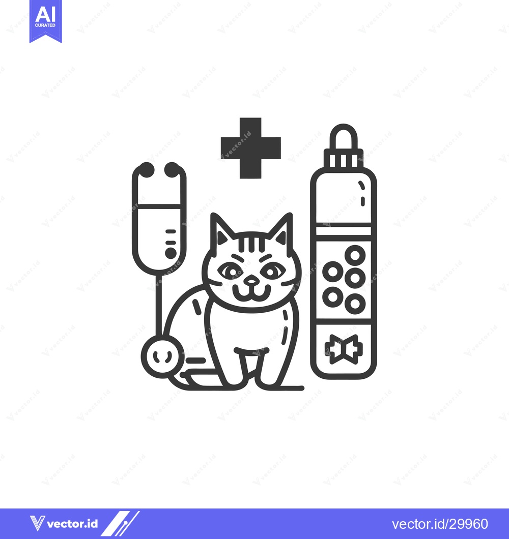 Premium Vector of Cat with Medical Supplies and Plus Sign
