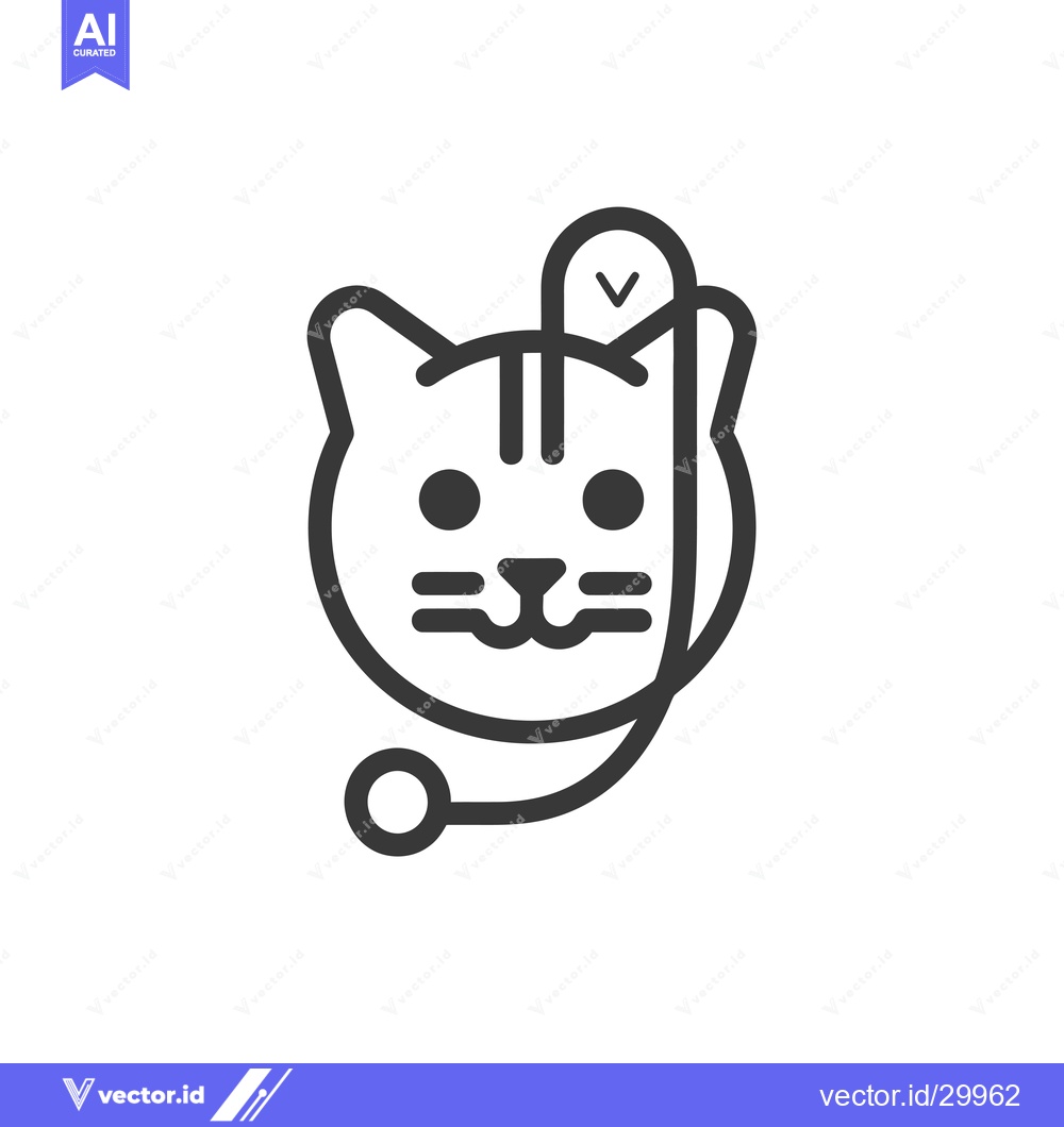 Premium Vector dari Cat with Stethoscope Icon