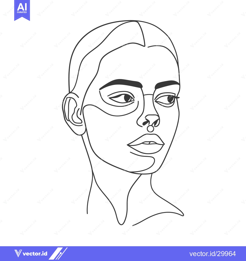 Premium Vector dari A minimalist continuous line drawing of a human face