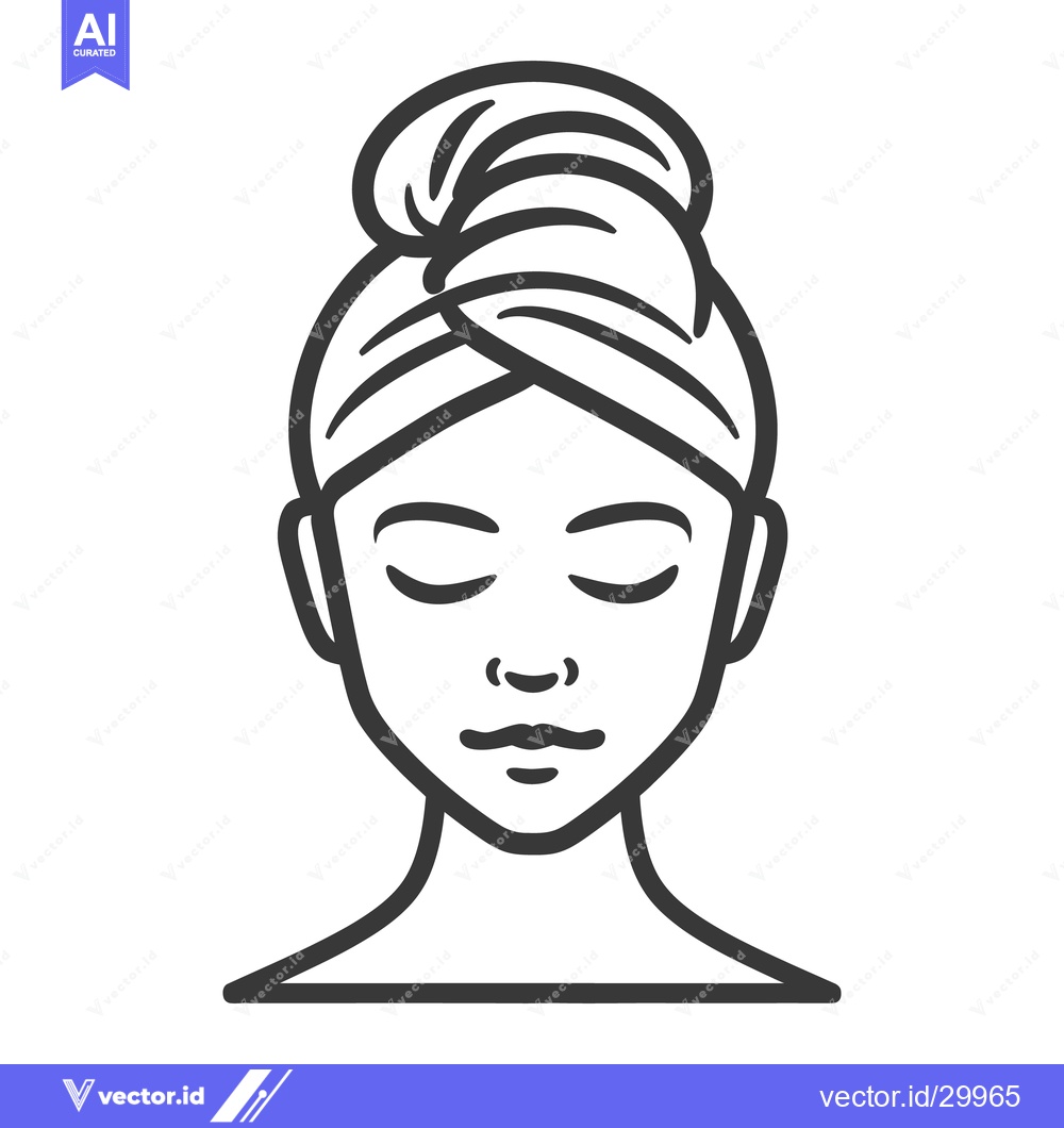 Premium Vector of A simplified line drawing of a relaxed person with closed eyes