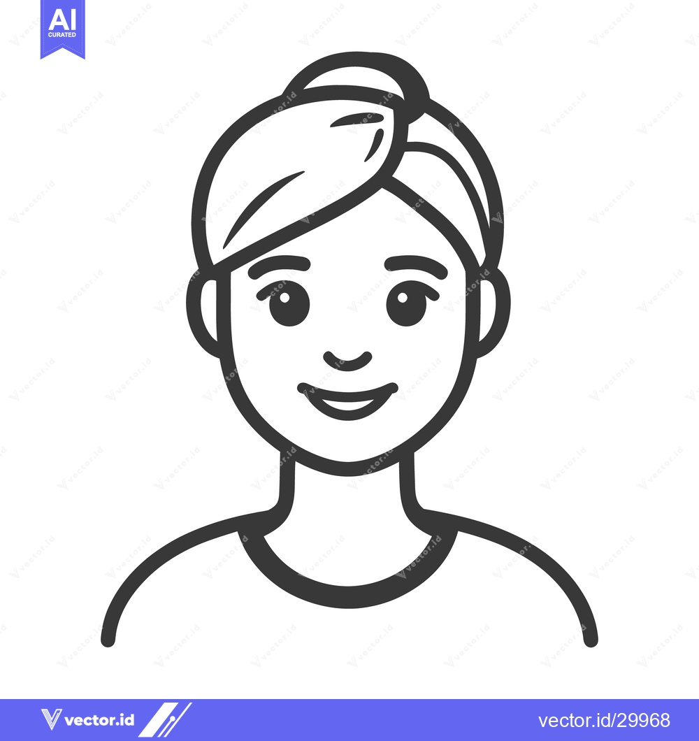 Premium Vector of A smiling woman with hair wrapped in a towel vector illustration