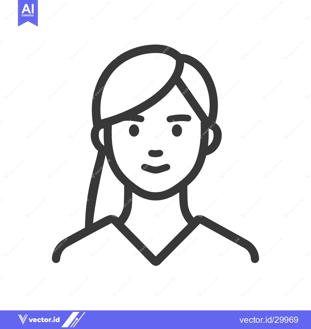 Premium Vector dari A simple front facing line art depiction of a young woman