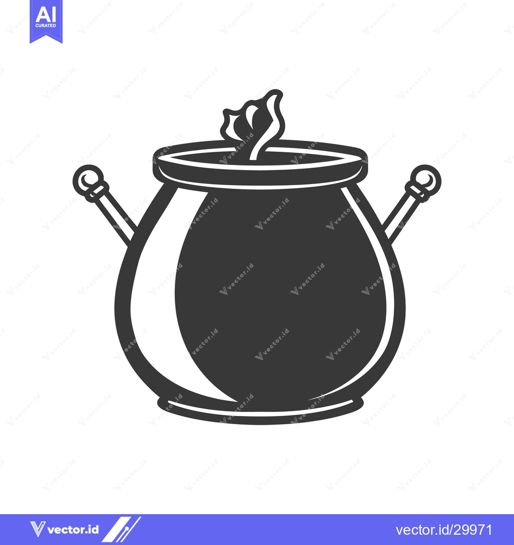 Premium Vector of A black cauldron with smoke rising from its interior