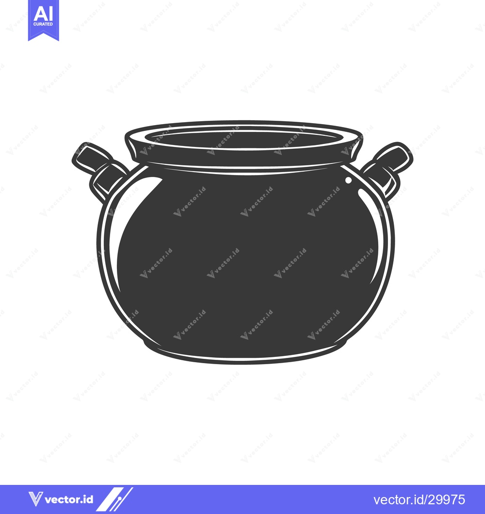 Premium Vector dari A dark gray cooking cauldron with two attached side handles