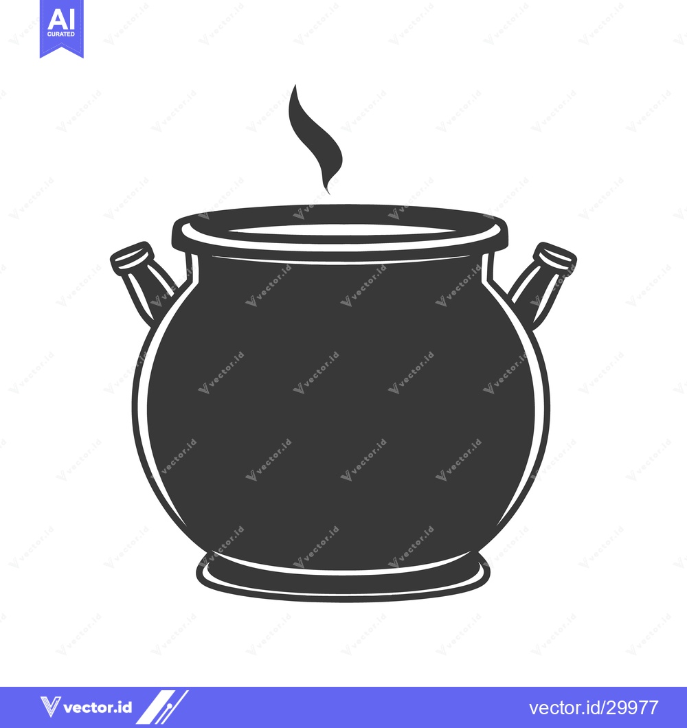 Premium Vector dari A dark grey cooking pot with steam emanating from the top