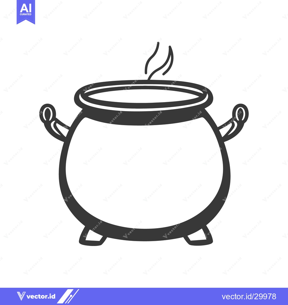 Premium Vector dari A monochrome illustration of a cooking pot with steam rising