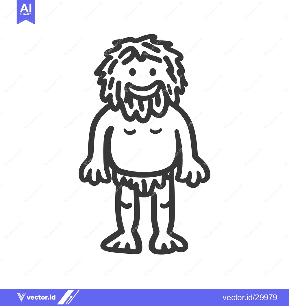 Premium Vector dari A Cartoon Depiction of a Smiling Humanoid Prehistoric Character