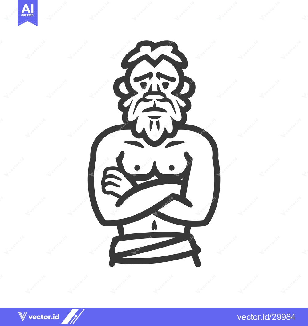 Premium Vector dari A cartoon man with a beard and crossed arms is shown