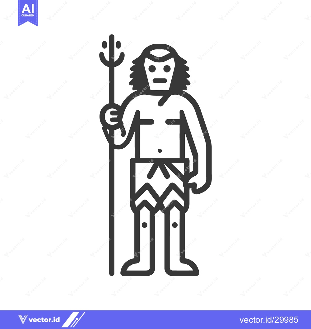 Premium Vector of A stylized male figure holding a spear standing upright