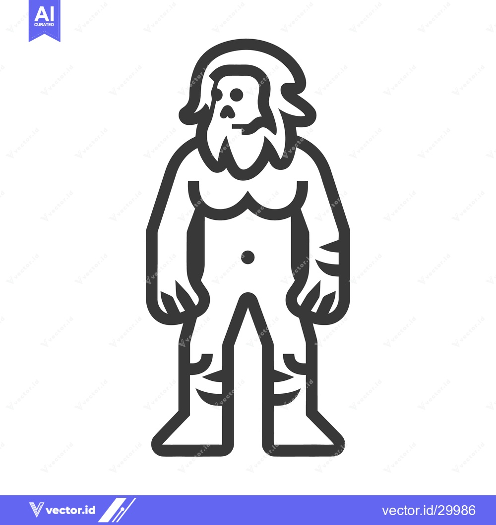 Premium Vector of A stylized black and white illustration of a large humanoid creature