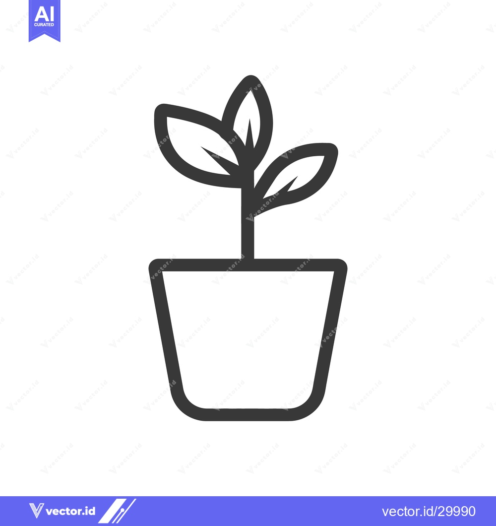 Premium Vector dari A simple drawing of a small plant in a pot