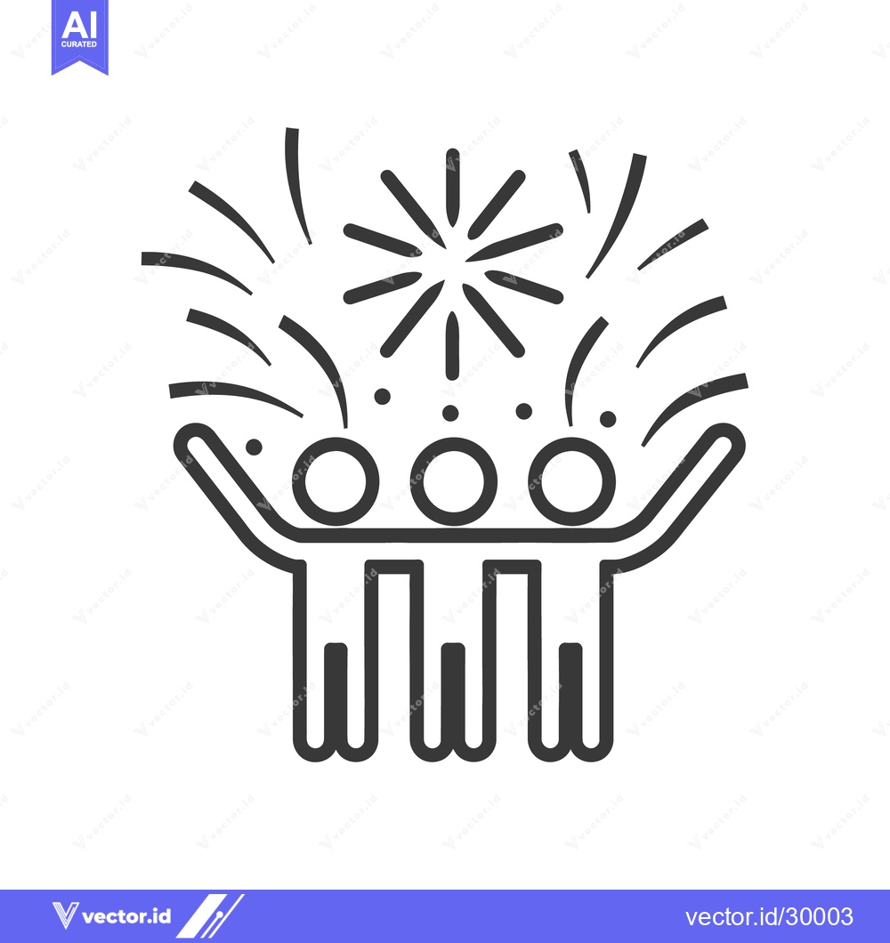 Premium Vector dari Simple black line drawing depicts joyous celebration with figures