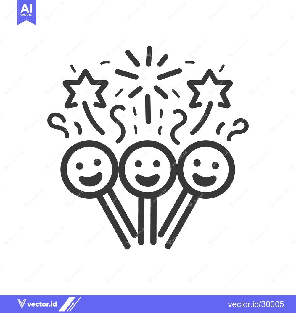 Premium Vector dari Happy faces celebrate with stars fireworks and confetti together