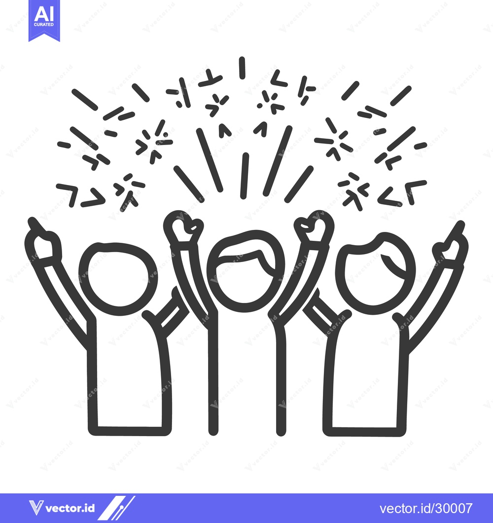 Premium Vector dari Three people celebrate an event with celebratory effects in air