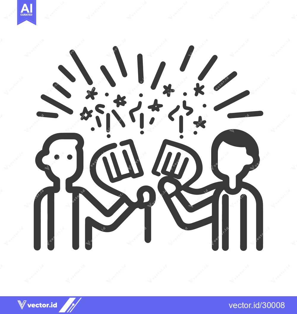 Premium Vector dari Two people clinking mugs together with celebratory confetti