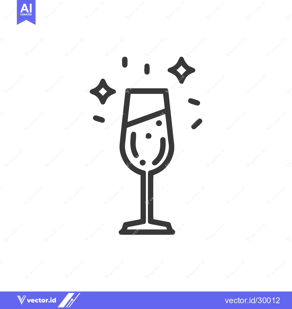 Premium Vector dari Sparkling Champagne Glass Icon: Elegant Celebration Symbol with Bubble