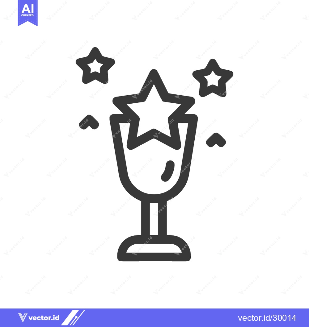 Premium Vector dari Minimalist Trophy Icon with Stars, Achievement Symbol, Line Art Design