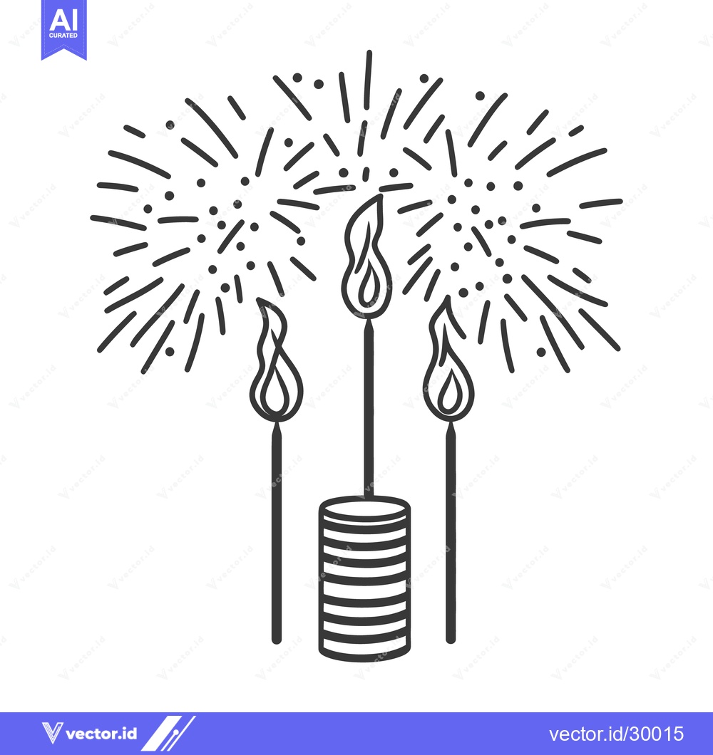 Premium Vector dari Three lit matches with flames and a sparklerlike burst