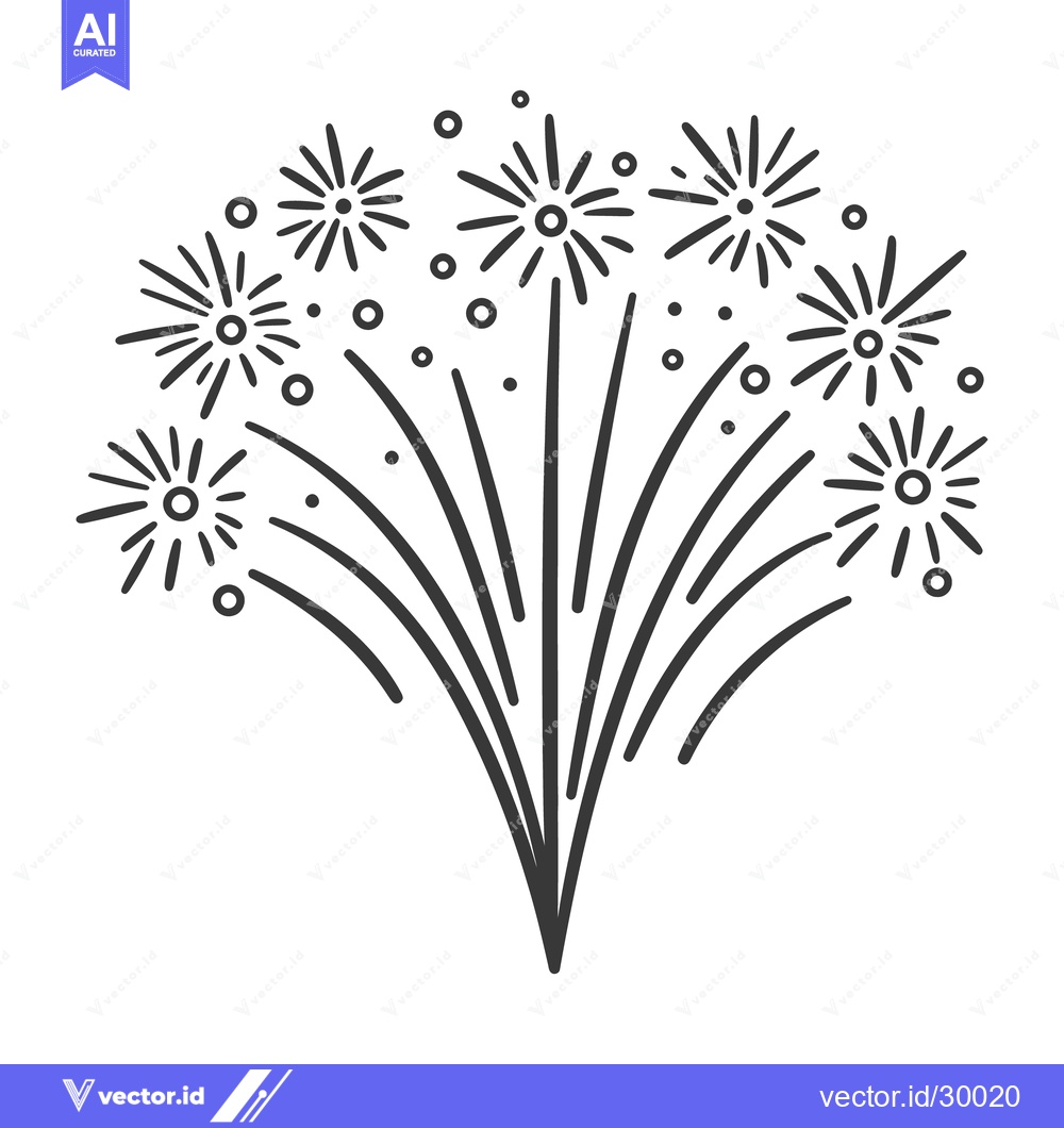 Premium Vector dari Simple black and white illustration of several exploding fireworks