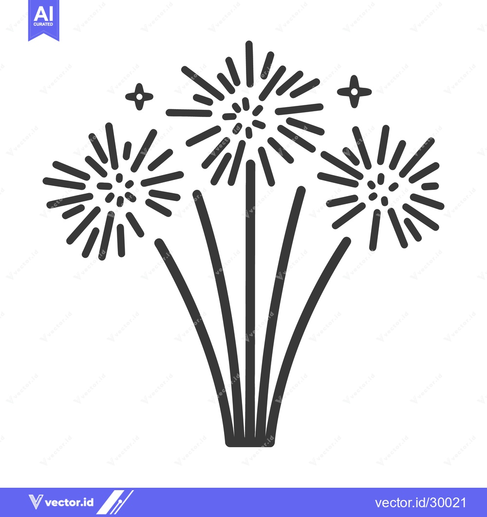Premium Vector dari Simple Black Line Drawing Depicting Festive Firework Explosions