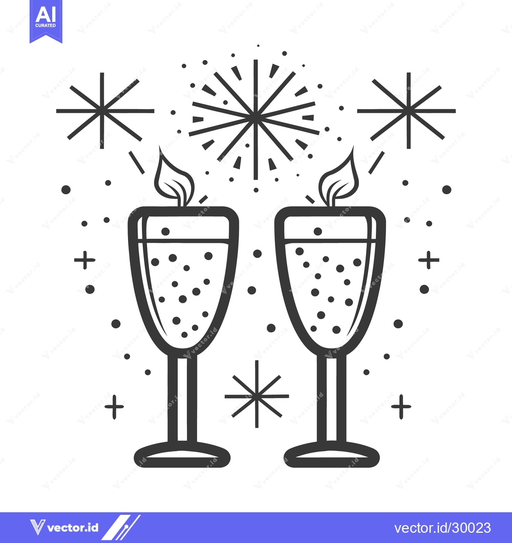 Premium Vector dari Two champagne flutes with burning candles celebrating a special moment