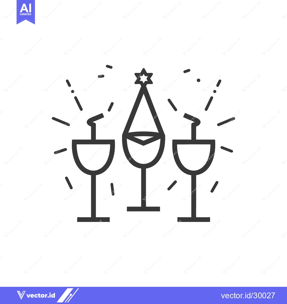 Premium Vector dari Celebration with Three Glasses, Party Hat and Confetti