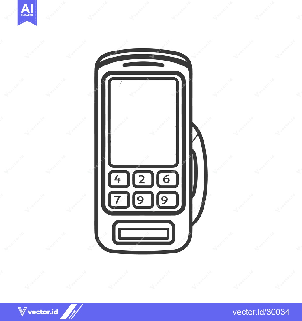 Premium Vector dari Simple line drawing of a handheld payment processing device