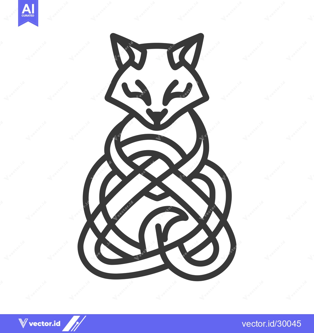 Premium Vector dari Celtic Knot Design Featuring a Fox