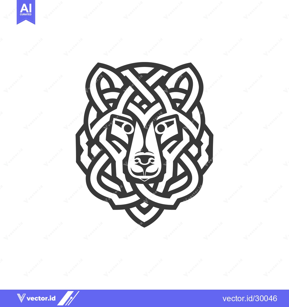Premium Vector dari Celtic Knot Wolf Head Design