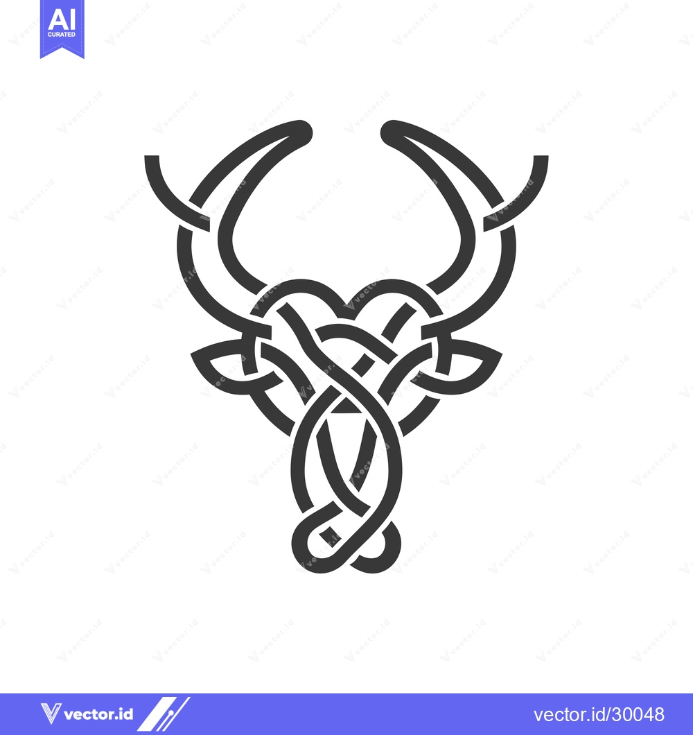 Premium Vector of Celtic Knotwork Design of a Bull's Head with a Heart