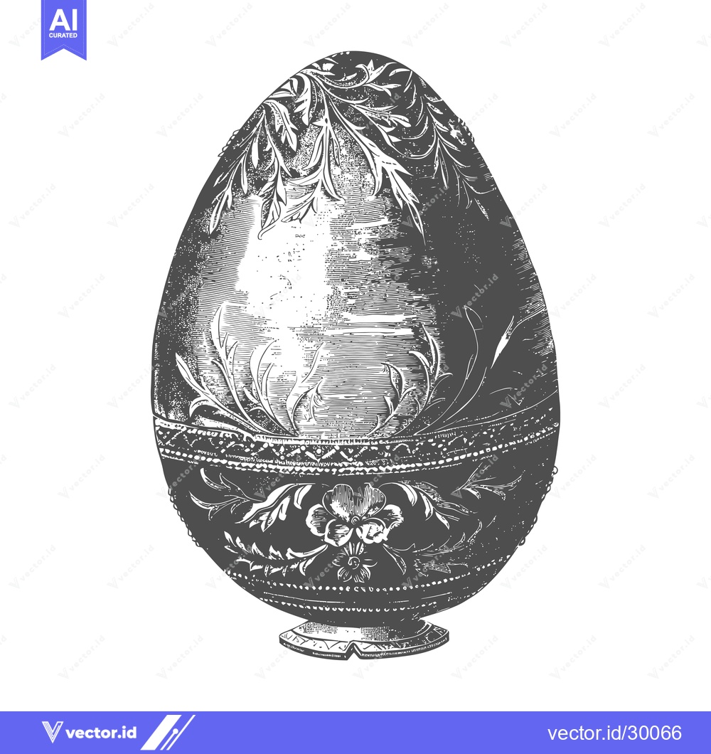 Premium Vector dari Ornate Decorated Easter Egg On Stand